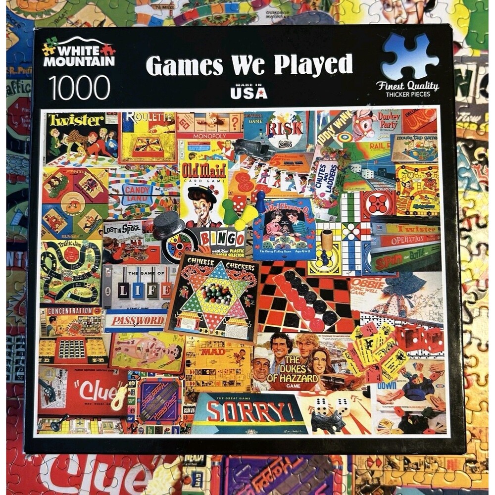 White Mountain 1000 Piece Jigsaw Puzzle "Games We Played" 100% Complete